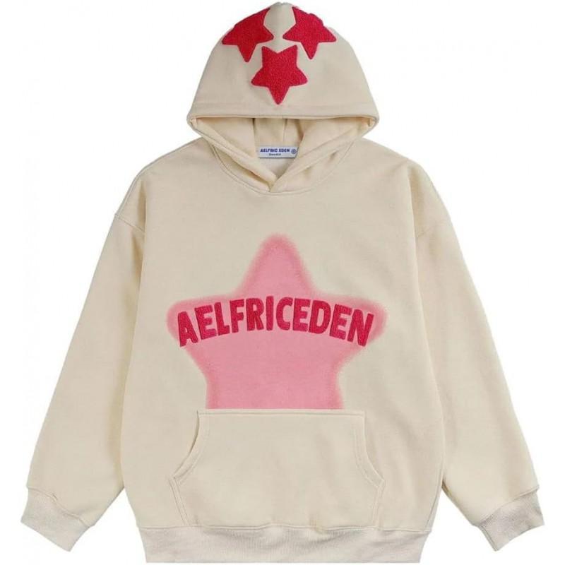 Aelfric Eden Y2K Star Print Hoodie Unisex Casual Streetwear Loose Sweatshirt