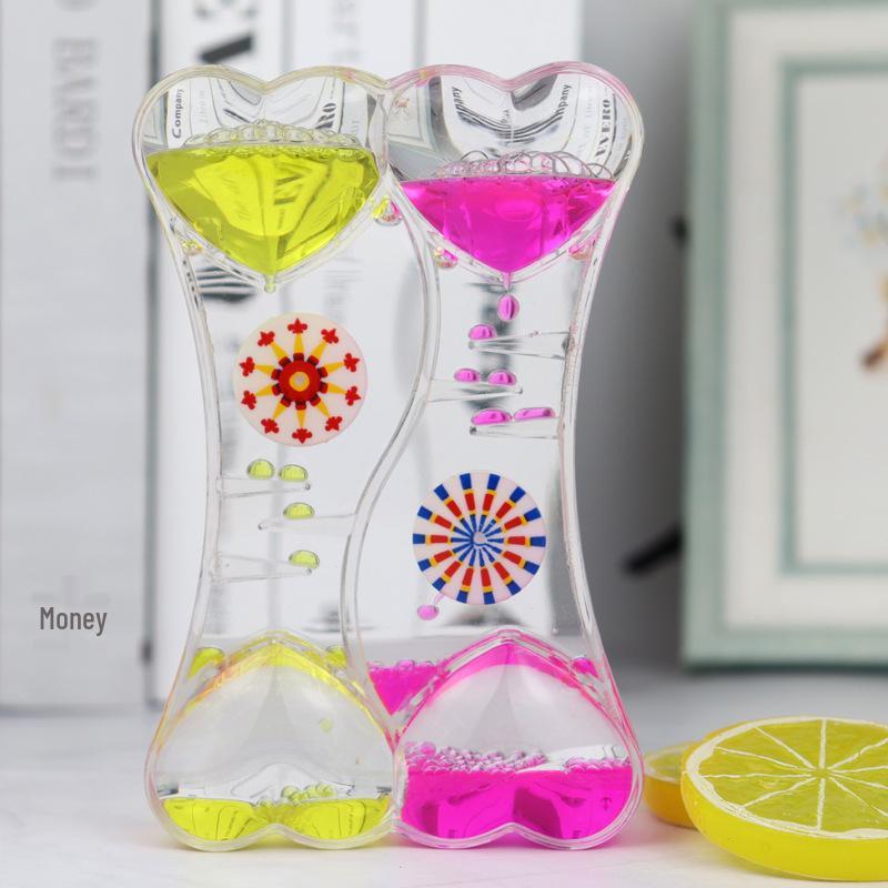 Двухцветный жидкий таймер-песочные часы: Орнамент «Персиковое сердце-вертушка» — Идеальный новогодний подарок для студентов