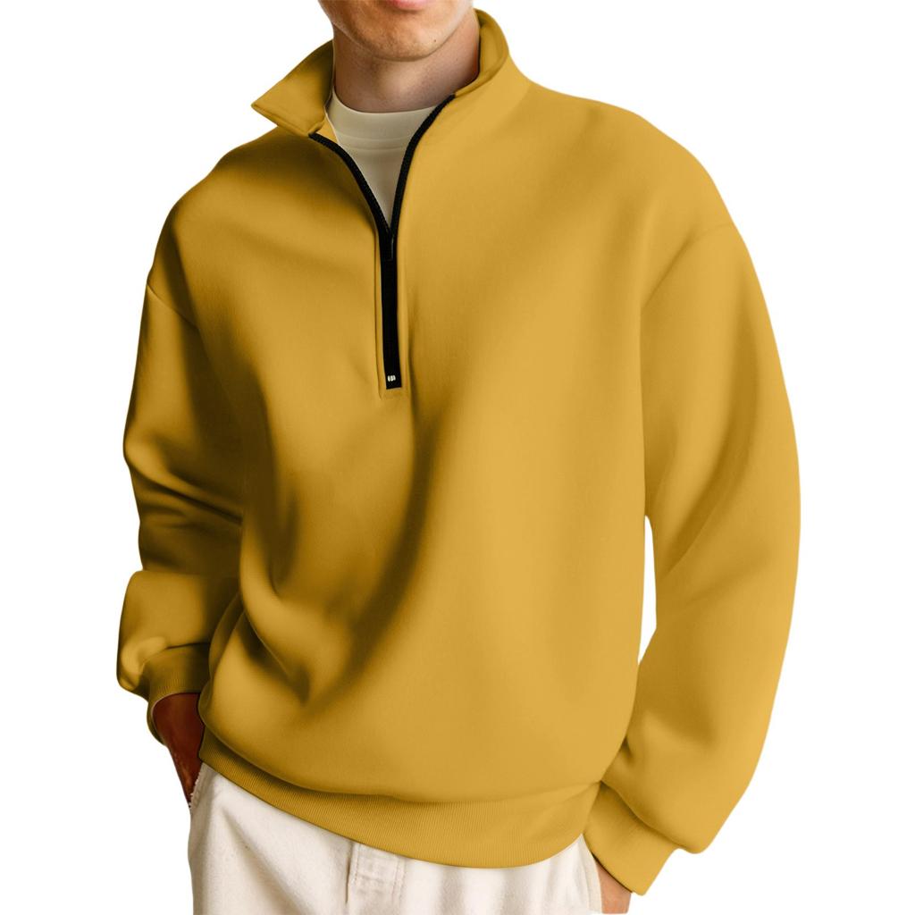 Мужской повседневный свитшот с длинными рукавами, воротником на молнии до четверти.