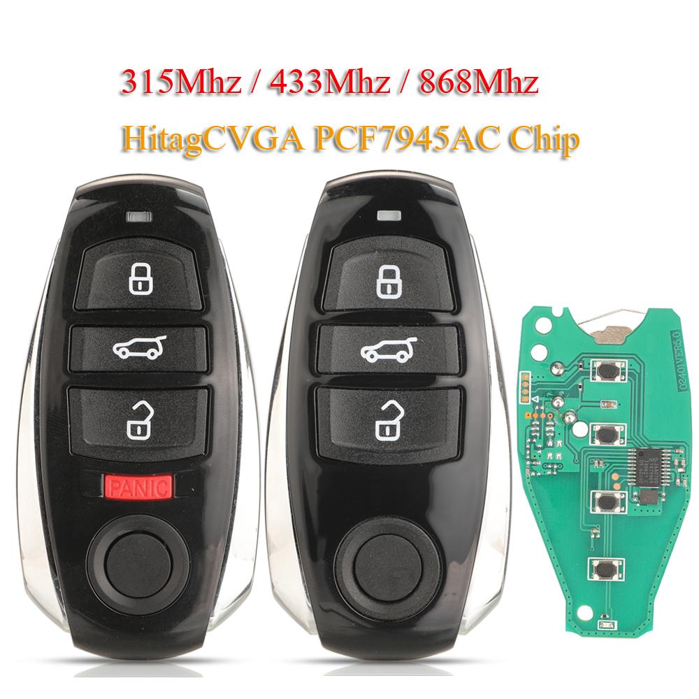 Jingyuqin 3/4 кнопки Умный брелок для автомобиля HitagCVGA Чип PCF7945AC 315 МГц 433 МГц 868 МГц для VW Volkswagen Touareg 2010-2014