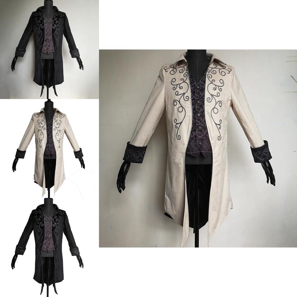 Винтажный мужской фрак элегантного черного цвета для готических стимпанк костюмированных вечеринок