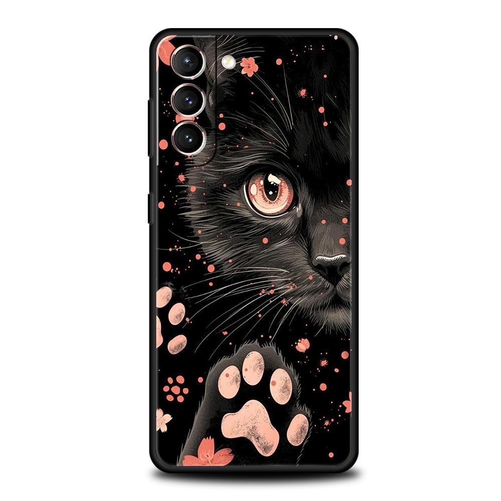 Чехол для телефона 'Повседневная жизнь милых кошек' Для Samsung Galaxy S26 Ultra S25 Plus S24 FE S23 S22 5G S21 S20 Черный Мягкий
