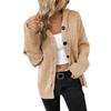 Casual Solid Simple Knit Cardigan for Women Button Up Long Sleeve Drawstring Slim Knit Coat with Hooded Soft Comfortable Work Travel Knit Top
