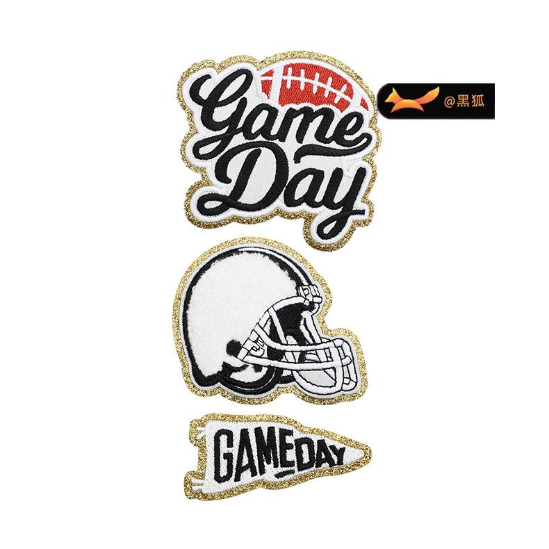 Black Fox Glitter Powder Football Chenier Embroidery Cloth Sticker Baseball Uniform Decoration Diy Patch