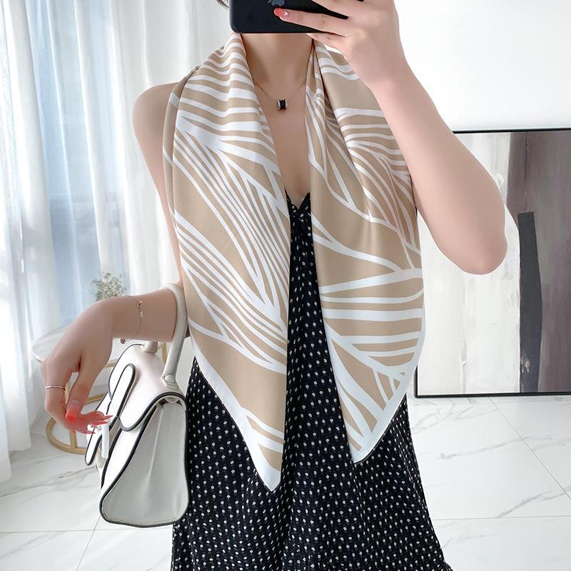 New Square Scarf Emulated Silk Scarf Fashionable Professional Scarf Versatile Light Thin Breathable Twill Scarf Shawl