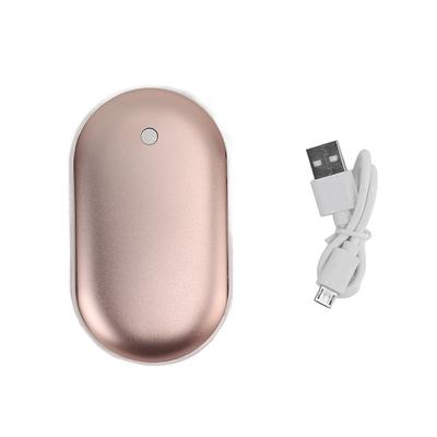 Карманная грелка для рук из алюминиевого сплава 2400 мАч USB Mini Power Bank для зимних путешествий на открытом воздухе розовое золото