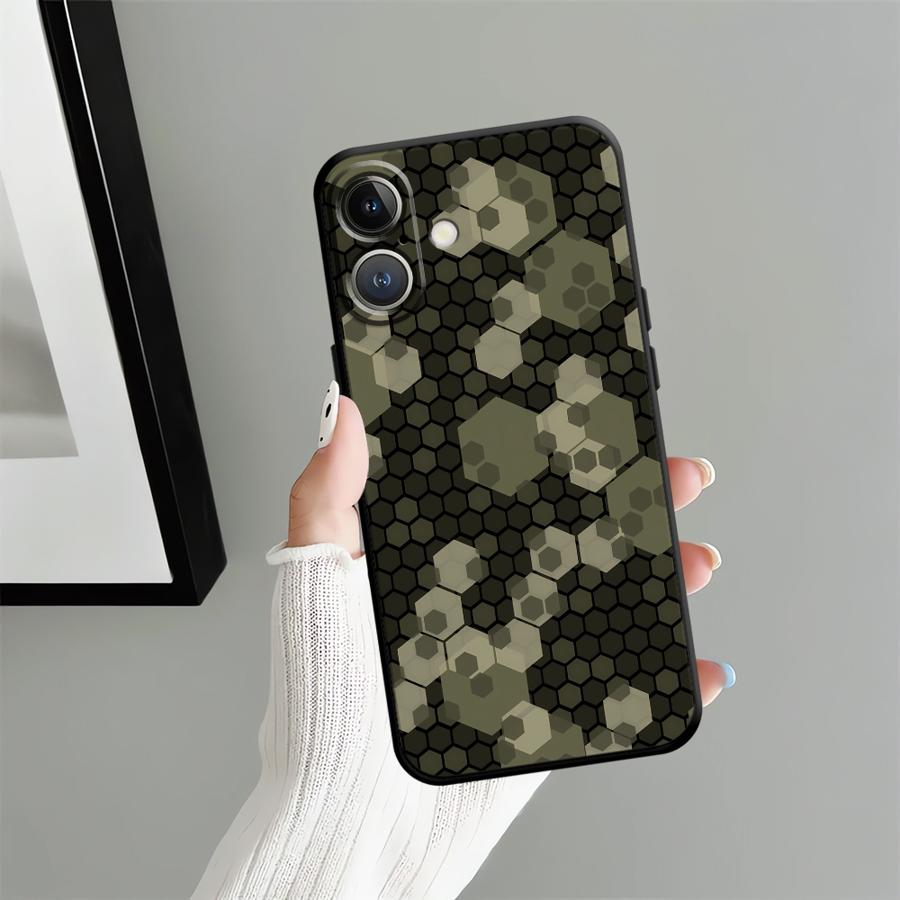 Мягкий чехол-бампер с камуфляжным рисунком для iPhone 11 15 Plus 17 16 Pro Max 12 SE 13 Mini 14 17Air X XS XR 7 8