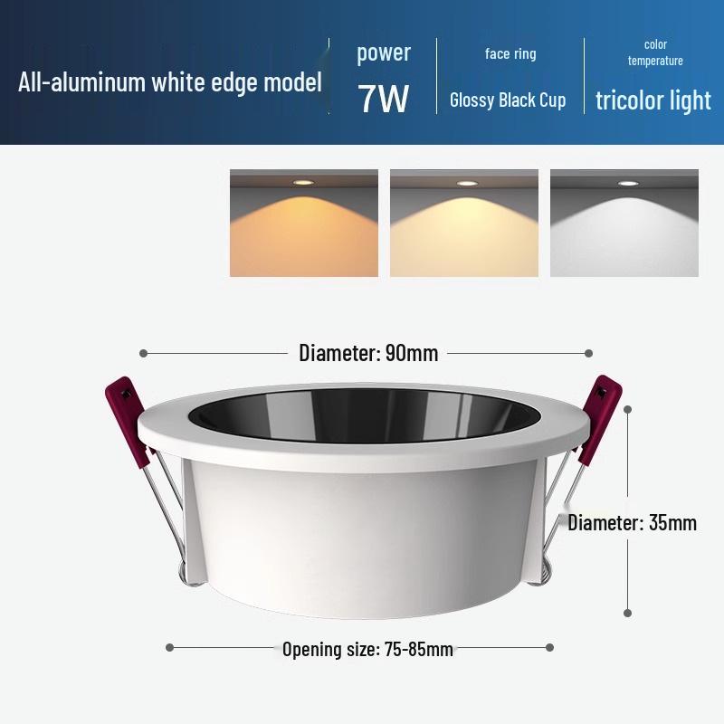 Ultra-Thin Anti-Glare Deep Cup Recessed Downlight for Living Room Ceiling