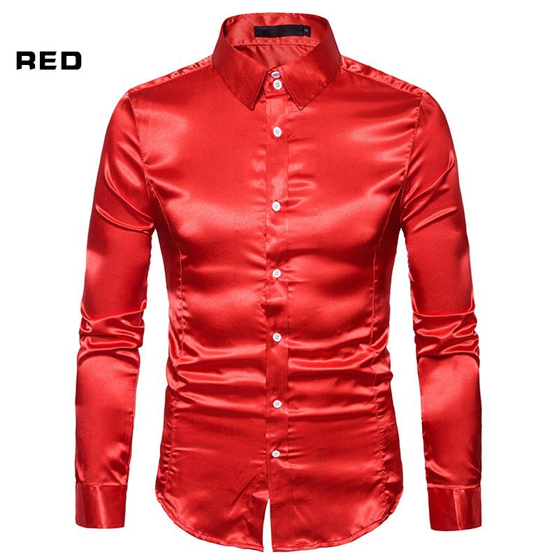 Boombooms Топы Мужская мода Личность Повседневная тонкая рубашка с длинными рукавами Топ Блузка