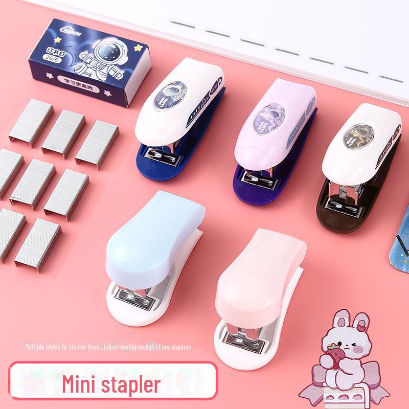 Portable Mini Stapler Set - Cute Cartoon Design for Students