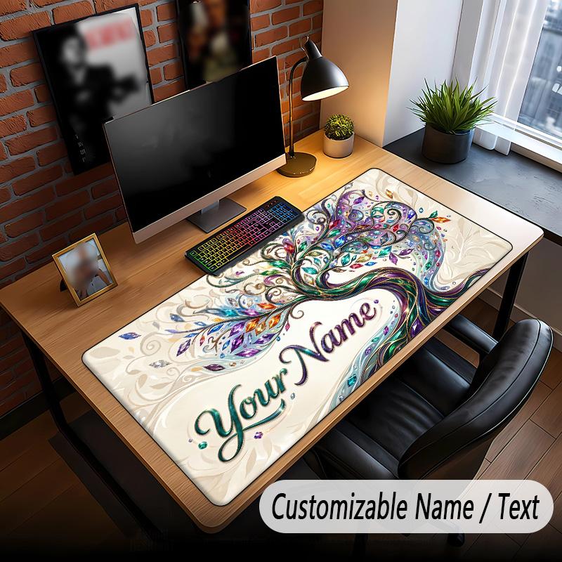 Tree of Life Theme Custom Mouse Pad Personalized With Name Text Customized Desk Mat For Office Home Decor