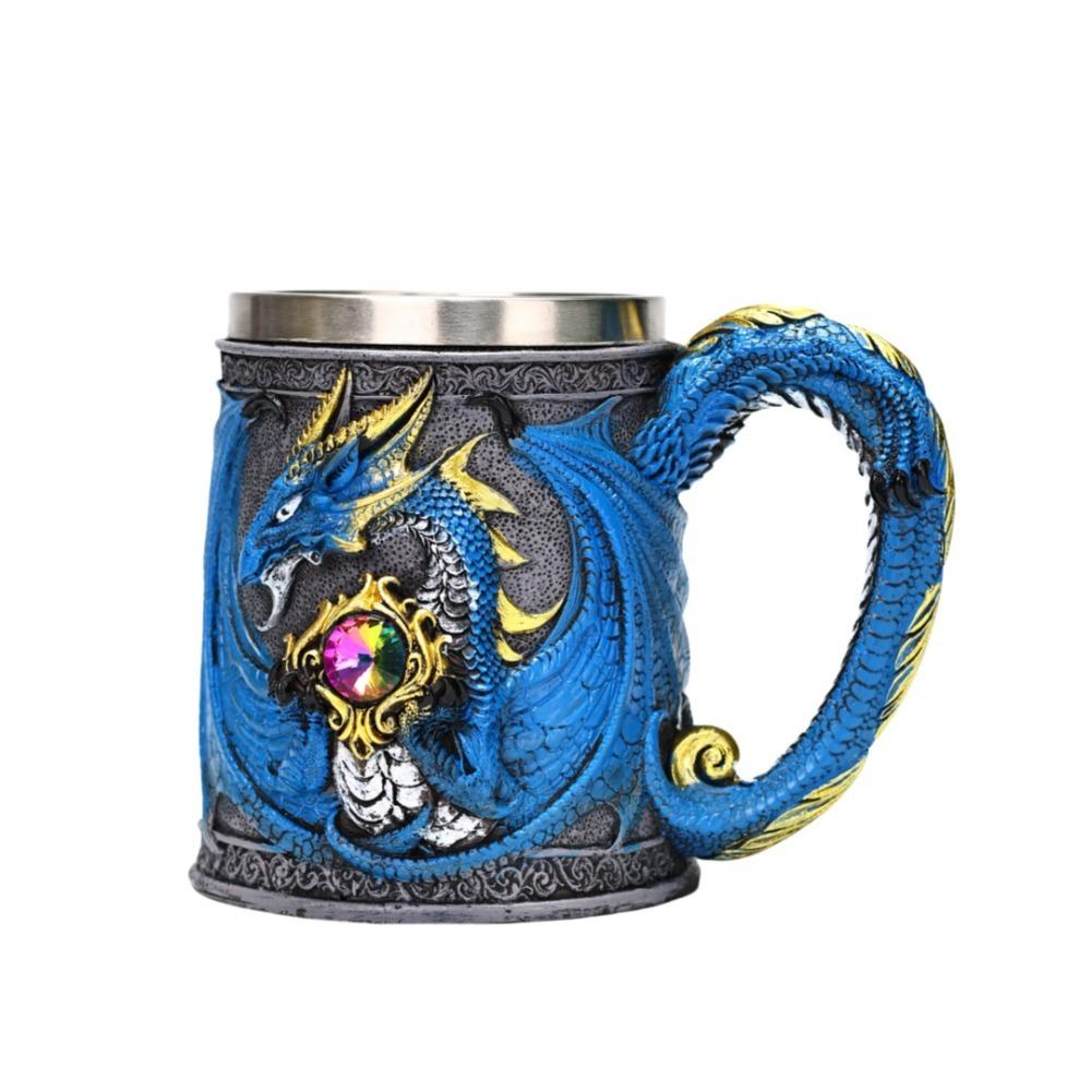 304 Stainless Steel Inner Gothic Flying Dragon Beer Stein 3D Embossed Coffee Mug  Party