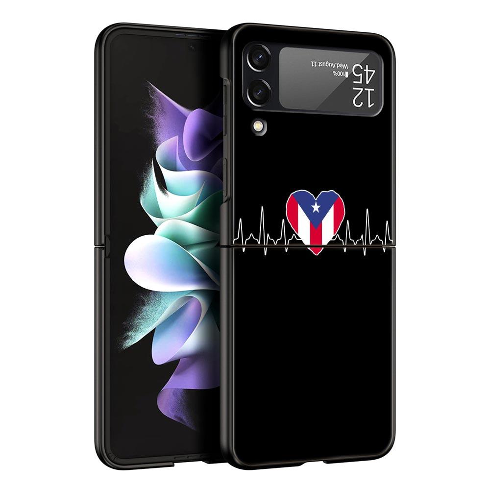 Чехол для телефона с изображением флага Великобритании Heartbeat China Love Line для Samsung Galaxy Z Flip 3 4 5, черный, складной, жесткий, защитный чехол для ПК