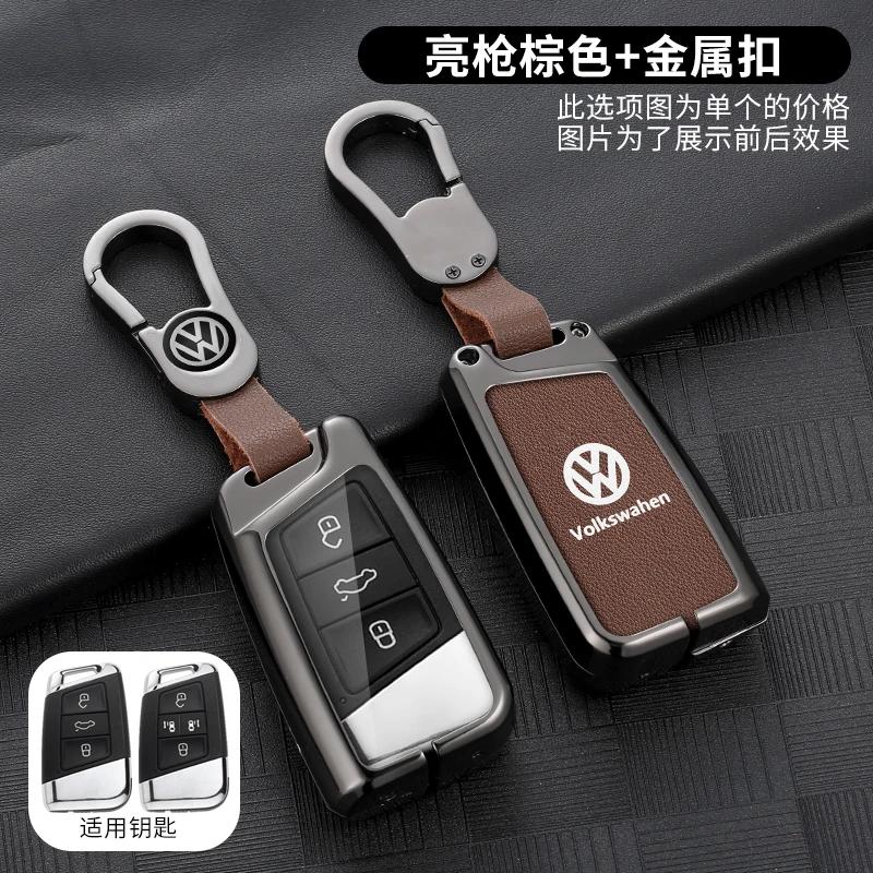 VW GTI GOLF 2026 Hot For VW VOLKSWAGEN Zinc Alloy Leather Car Key Case Full Cover Shell Fob For Volkswagen VW Tiguan MK2 Magotan