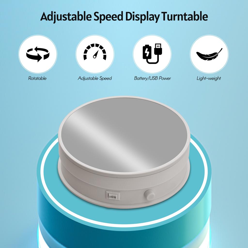 Andoer 6-inch Mirror Display Turntable Stand Motorized 360 Degrees Rotating 17-30S/R Stepless Adjustable