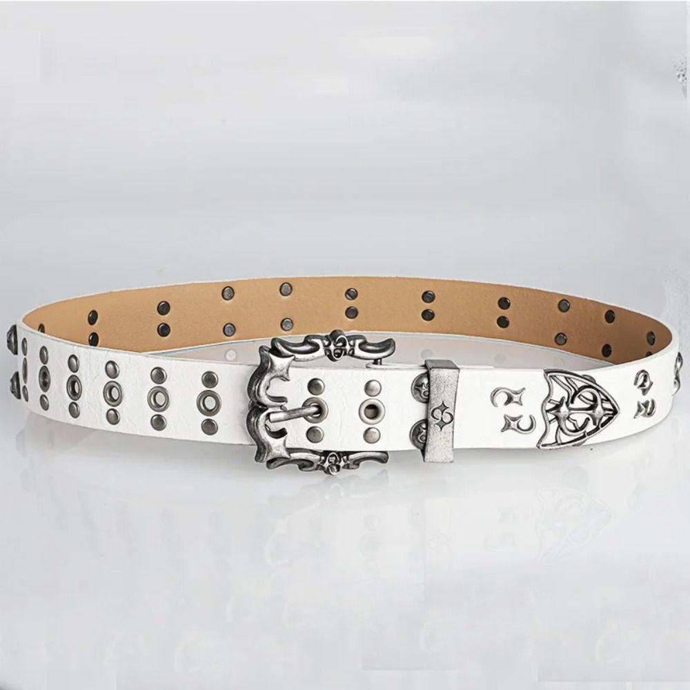 Carved Buckle Rivet Belt Spicy Girl Punk Waistband Fashion Y2K Belt Female