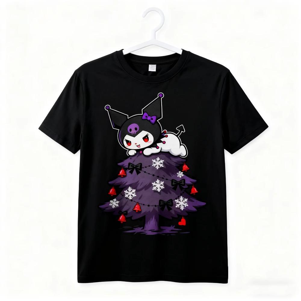 Kuromi Funny Christmas T Shirt Couple Holiday Street Style Outfit Cute Casual Fashion Comfortable Breathable Unisex Cotton