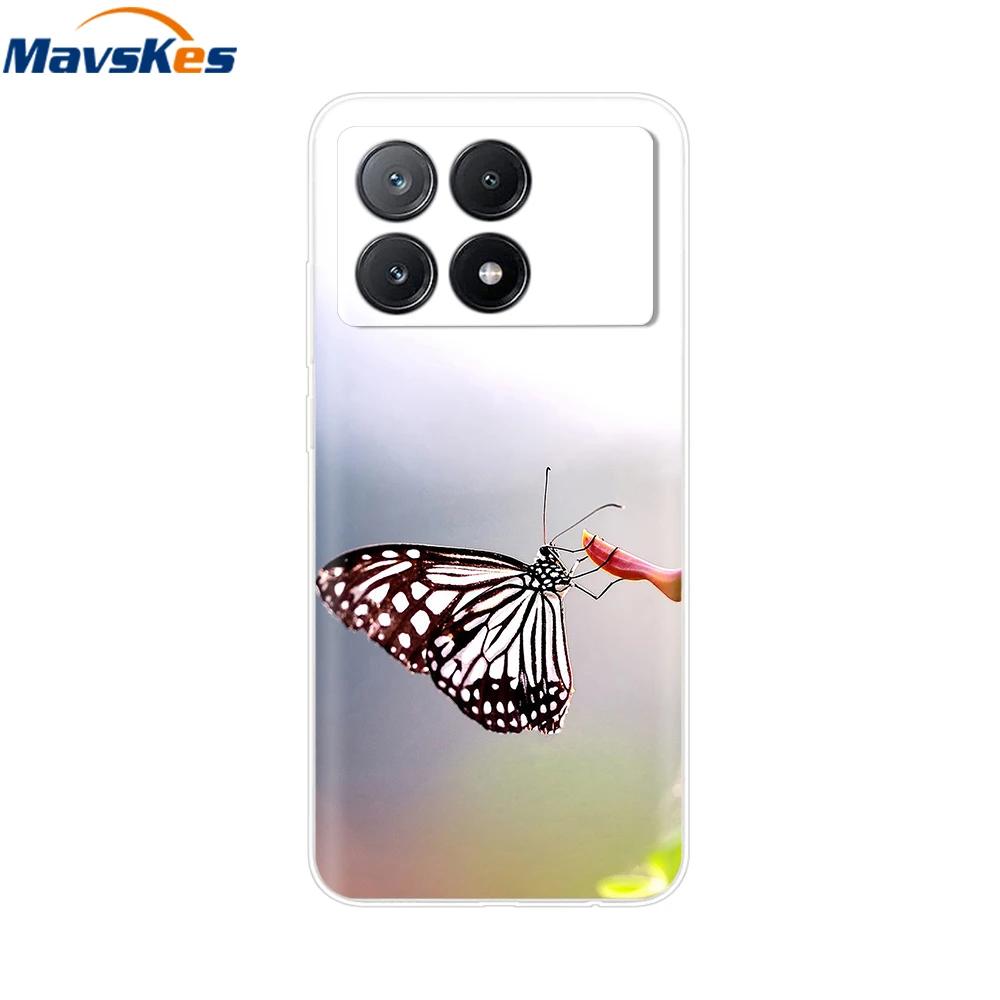 Чехол для Xiaomi Poco X6 Pro Мягкий окрашенный ТПУ чехол для телефона Для Xiomi Poco X6 PocoX6 Pro 5G Силиконовый чехол Цветочный Fundas Защитный