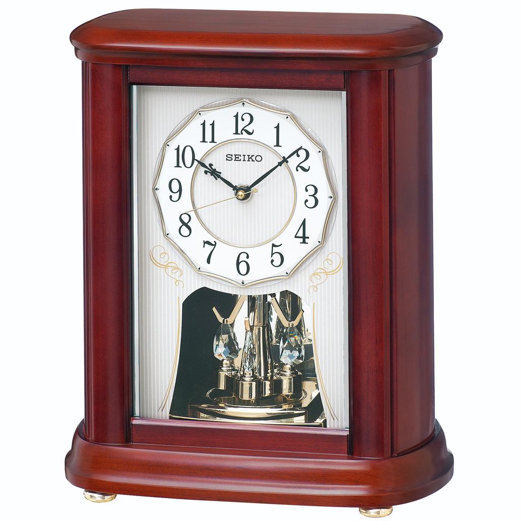 Seiko Часы настольные часы радио аналоговые вращающиеся декоративные деревянные рамки коричневого дерева BY242B SEIKO