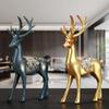 2pcs Modern Elk Statue Resin Animal Sculpture Couple Deer Ornaments  Micro Landscape