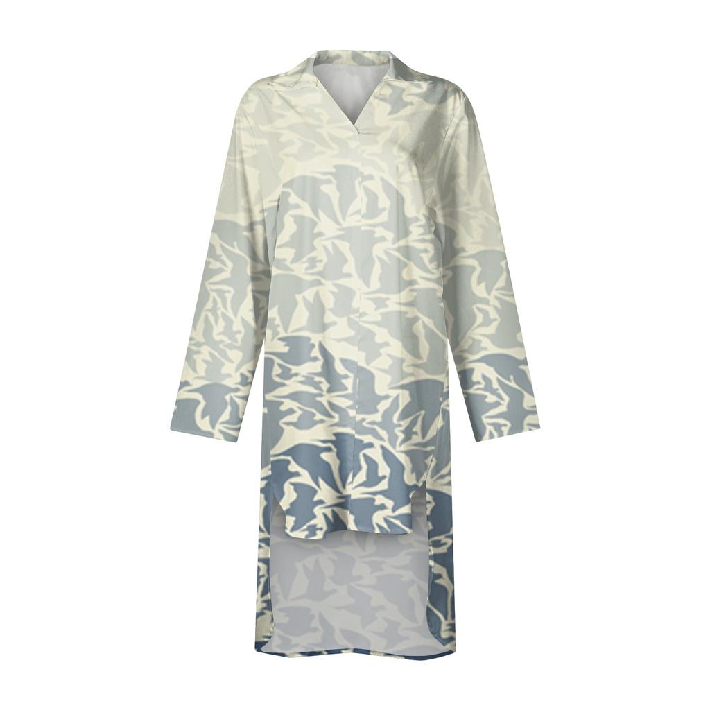 Women Summer Bohemian Dress Casual Print Shirt Dress For Women Fashion Long Sleeve Beach Hawaiian Cover Ups Dresses Clubwear Button Down