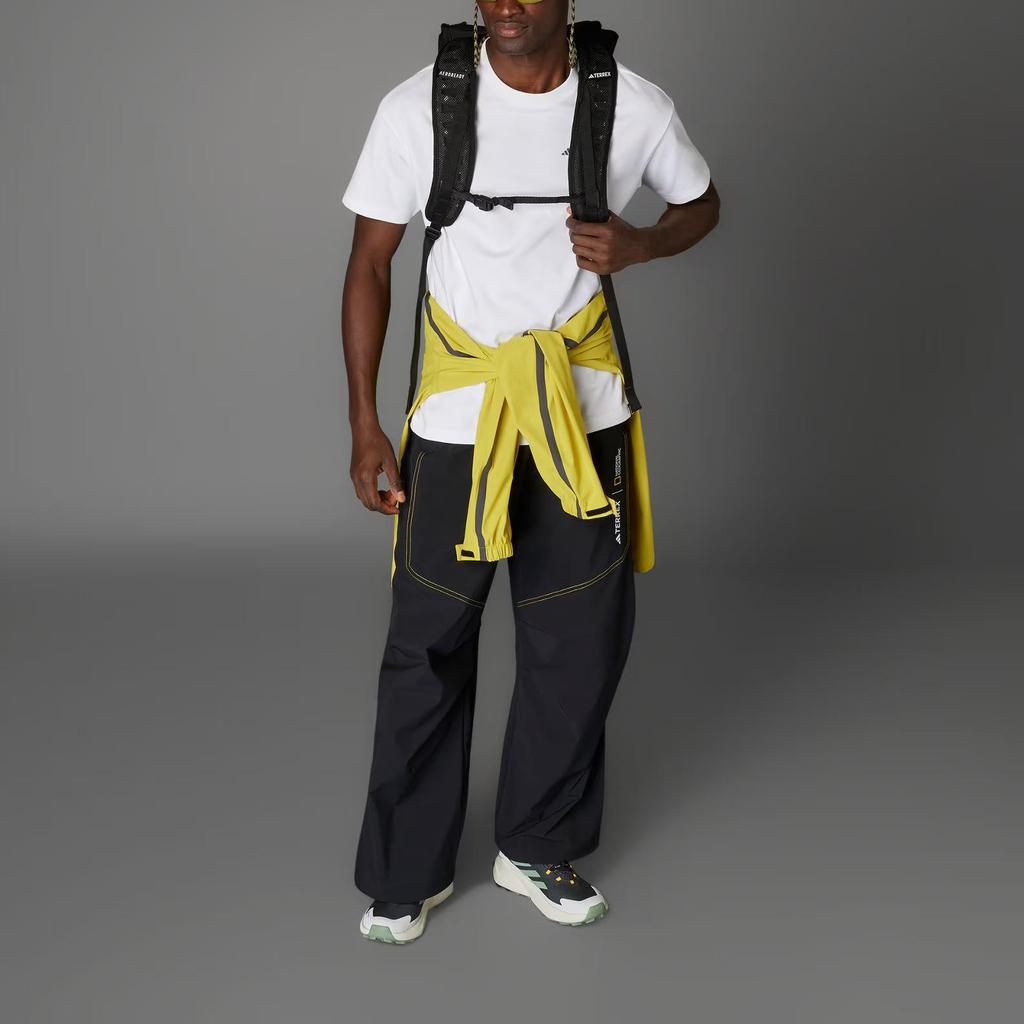 Adidas Terrex X Коллаборация с National Geographic Свободный крой Круглый вырез Влагоотводящая Быстросохнущая Футболка с коротким рукавом Унисекс Футболки Белый JD5956