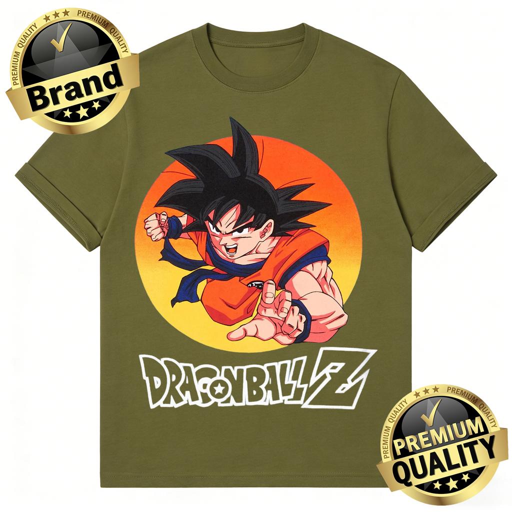 Dragon Ball Модные Горячие Товары 2026 Лето Ретро Мужская Футболка с Принтом Goku Поза Действия Оверсайз Унисекс Дети Уличная Одежда