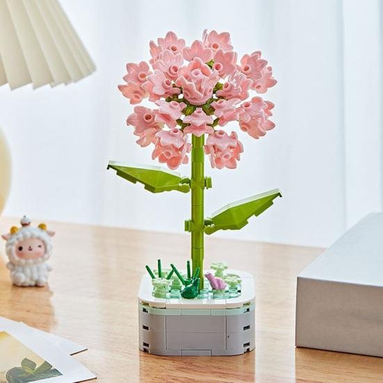 Building Block Bright Color Realistic Looking Smooth Edge Toy Parent-child Interaction Potted Plant Building Blocks DIY Assembly