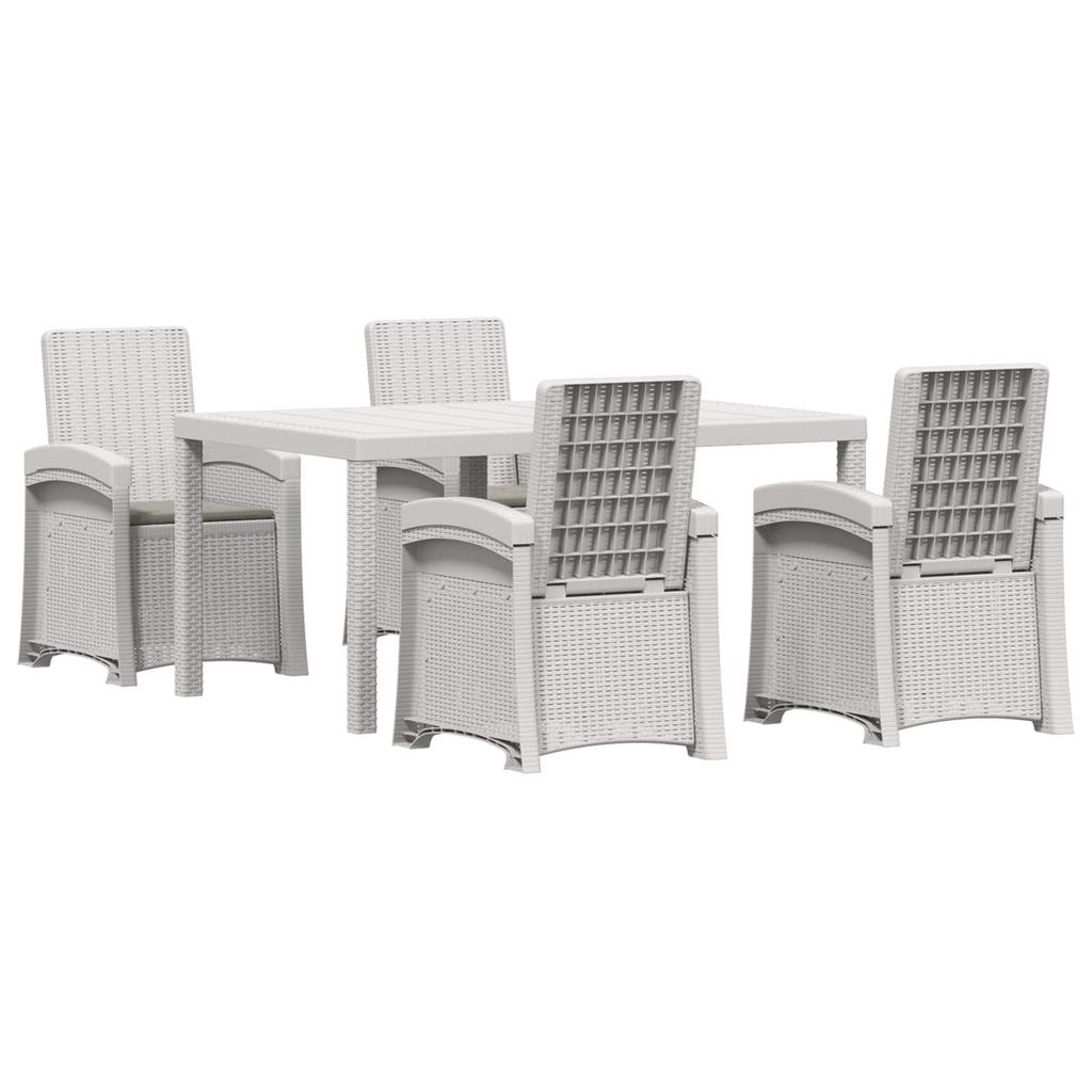 Garden Dining Set 5 pcs. White and Light Grey PP