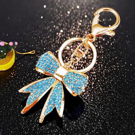 Women Rhinestone Bow Keychain Sparkling Bow Bag Charm Faux Crystal Key Chain