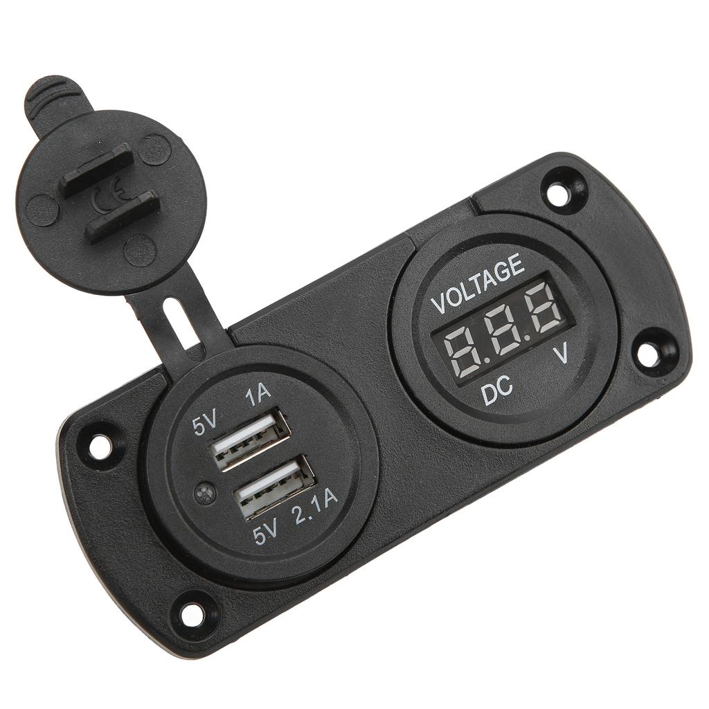 Быстрое автомобильное зарядное устройство с указателем напряжения, два USB 12?24 В водонепроницаемый выход 2,1 А универсальный для мотоциклов