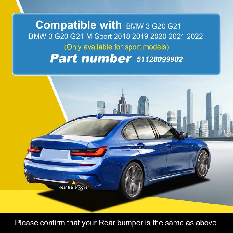 Rear Bumper Tow Hook Cap Towing Eye Cover For BMW 3 G20 G21 M-Sport 2018 2019 2020 2021 2022 51128099902 Car Accessories