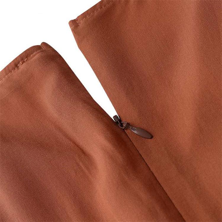 Autumn Women's Fashion V-neck Long Sleeve Solid Color Street Temperament Large Pendulum Dress