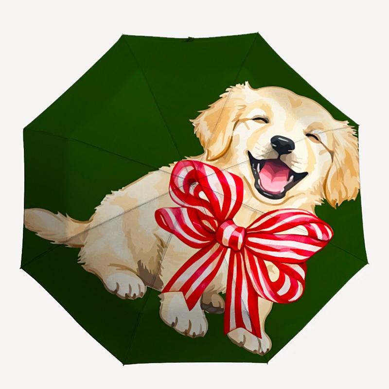 1 шт. Собака, БантАвтоматический Открывающийся/Закрывающийся Складной Зонт, Компактный Портативный Дорожный Зонт, Идеальный Подарок на День Рождения/Праздник, Милый Зонт y042