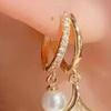 1 пара женских рычажных листьев со стразами в форме искусственного жемчуга, декор гинкго, гладкие полированные уши