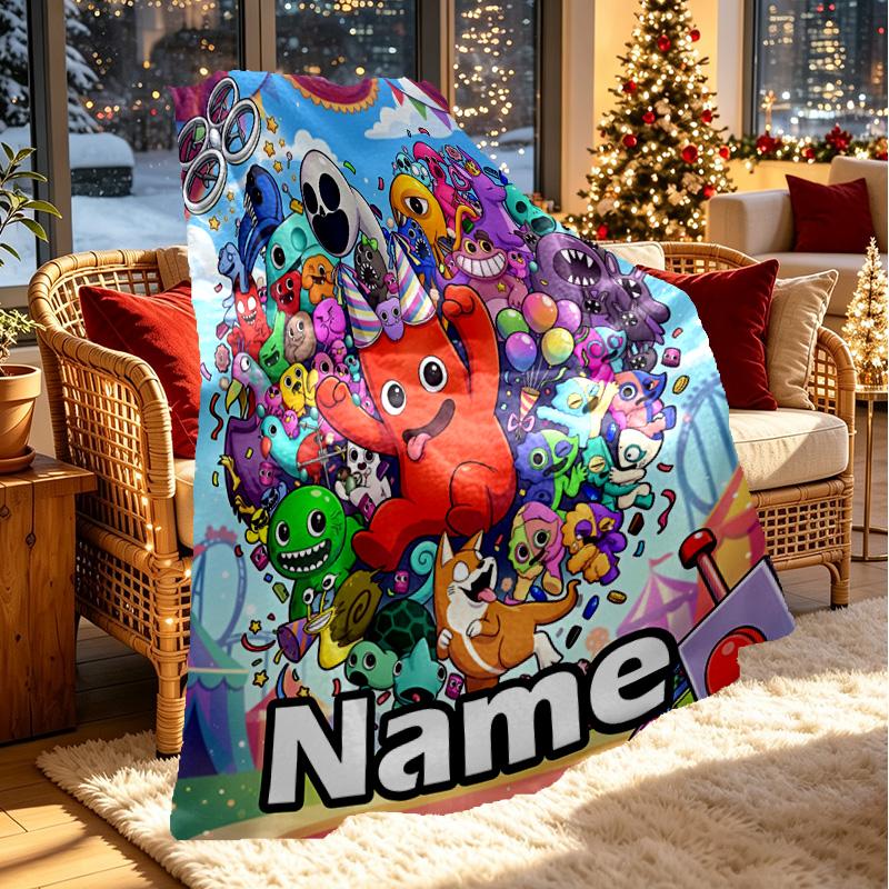 Custom Name Personalized Game Rainbow Friends Print Blanket, Home Decor, Bedroom, Sofa, Camping, Couch, Gifts for Birthday ChristmasEnthusiasts