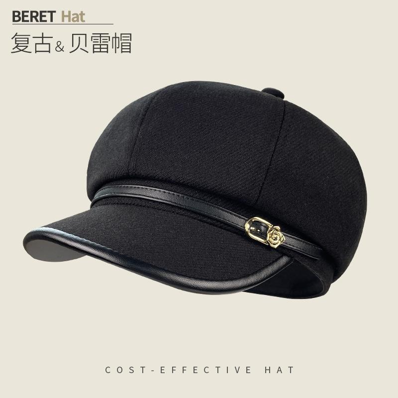 Ретро Универсальный Шерстяной Берет Подчеркивающий Лицо Утиный Язычок Восьмиугольная Шляпа Детская Теплая Ветрозащитная Шляпа Газетчика