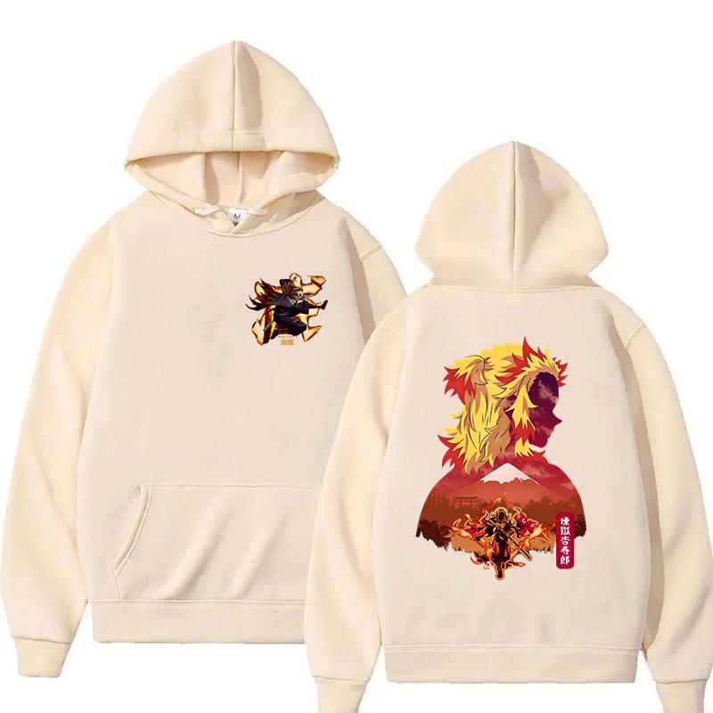 Новое Аниме Ренгоку Кёджуро Принтованные Толстовки Мужские/женские Свитшоты Повседневная Мода Y2K Флисовая Толстовка Индивидуальный Пуловер