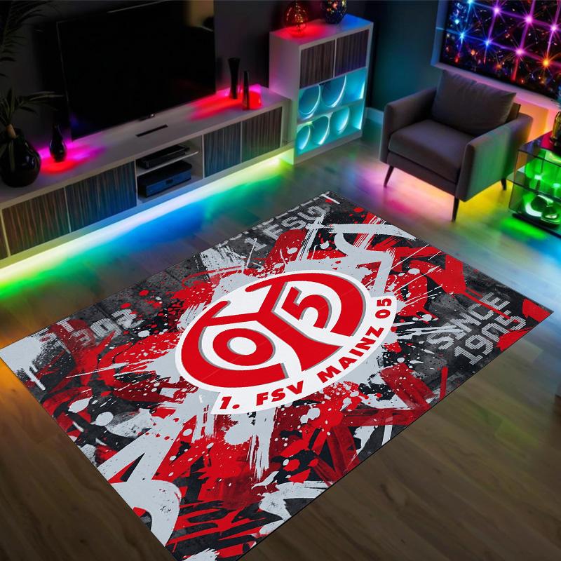 Mainz FC Design Crystal Velvet Carpet Cozy Non?Slip Printed Rug For Bedroom Living Room Entrance
