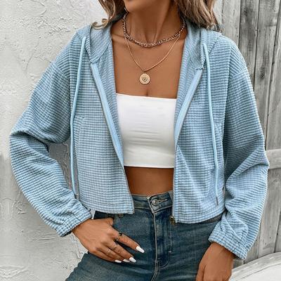 Кардиган на молнии, осенне-зимняя женская короткая вельветовая куртка в стиле ретро с капюшоном