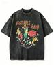 2026 new Washed Cotton Tshirt with Funny Vegetable Band Print Casual Streetwear Top