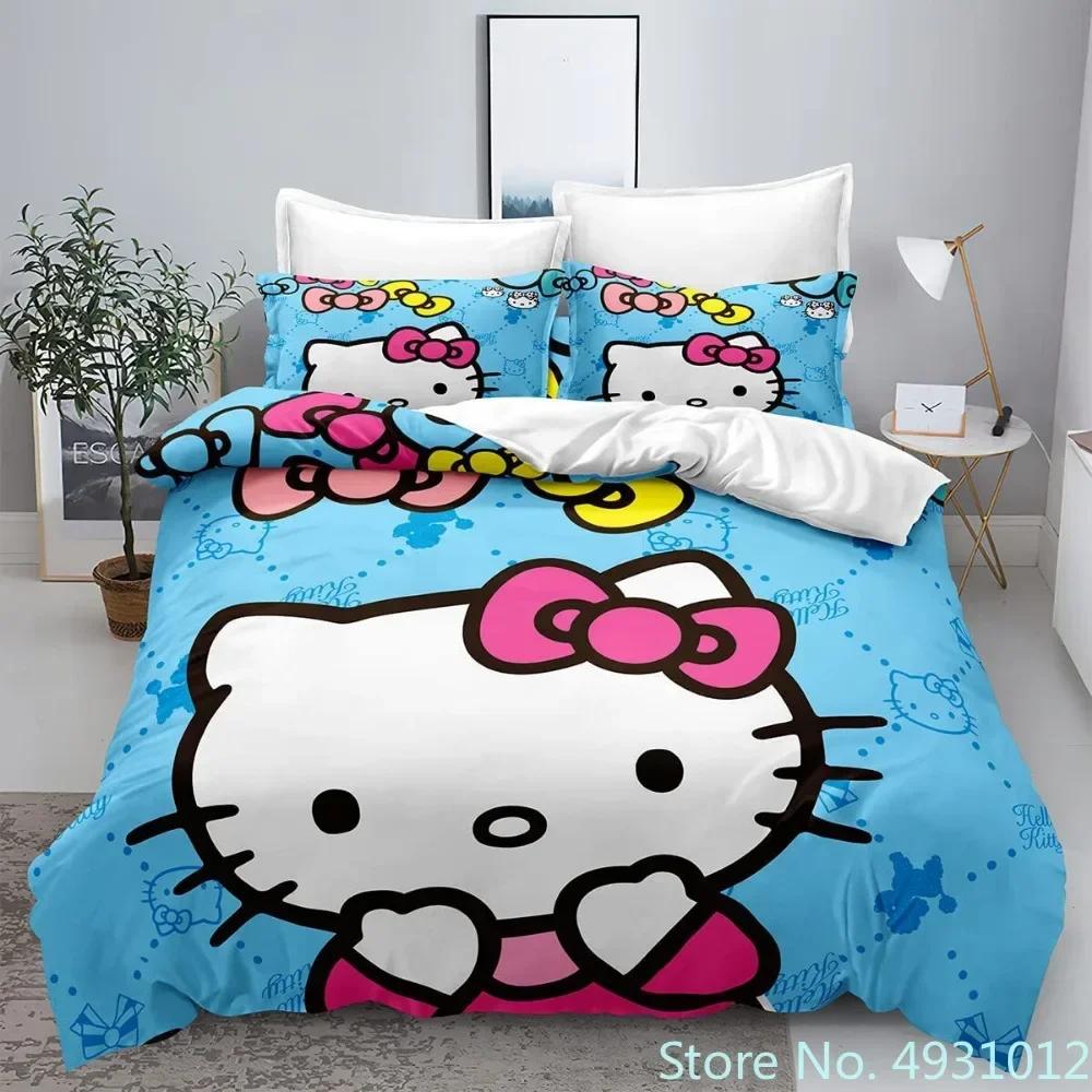 Милый набор постельного белья Hello Kitty с музыкой, наволочка, японское аниме, постельное белье, 3D-печать, пододеяльник, одеяло, подарок для малышей, детей, ребенка