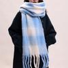 Mohair Plaid Wool Scarf Plush Long Shawl Fashion Winter Cashmere Scarves  Autumn Winter