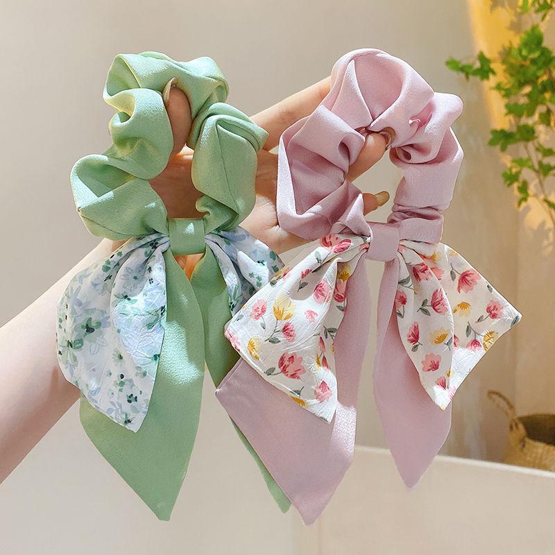 Broken Flower Bowknot Large Intestine Hair Ring Female Tie Hair Headstring Hair Band Small Scarf Ribbon Headwear