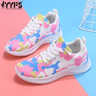 Женская обувь 2025 Весна Леопардовый принт Новая женская обувь Повседневная обувь Носки Сетчатая обувь Мягкая подошва Спортивная обувь для женщин