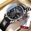 POEDAGAR Chronograph Watch Men 908 High Quality Leather Bracelet Wristwatches Charming Slim Mens Watches Relogio Masculino Gifts