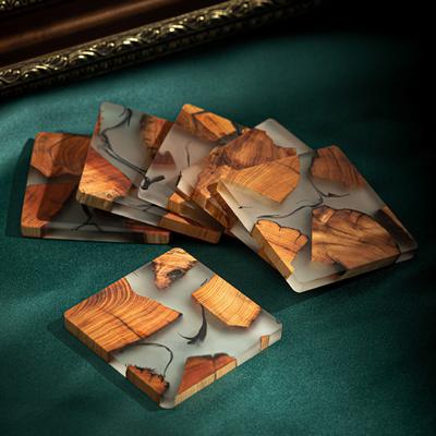 Настольная подставка с прозрачной текстурой, чернильный фон, украшение, изысканный термостойкий деревянный держатель для чайной подставки, товары для дома