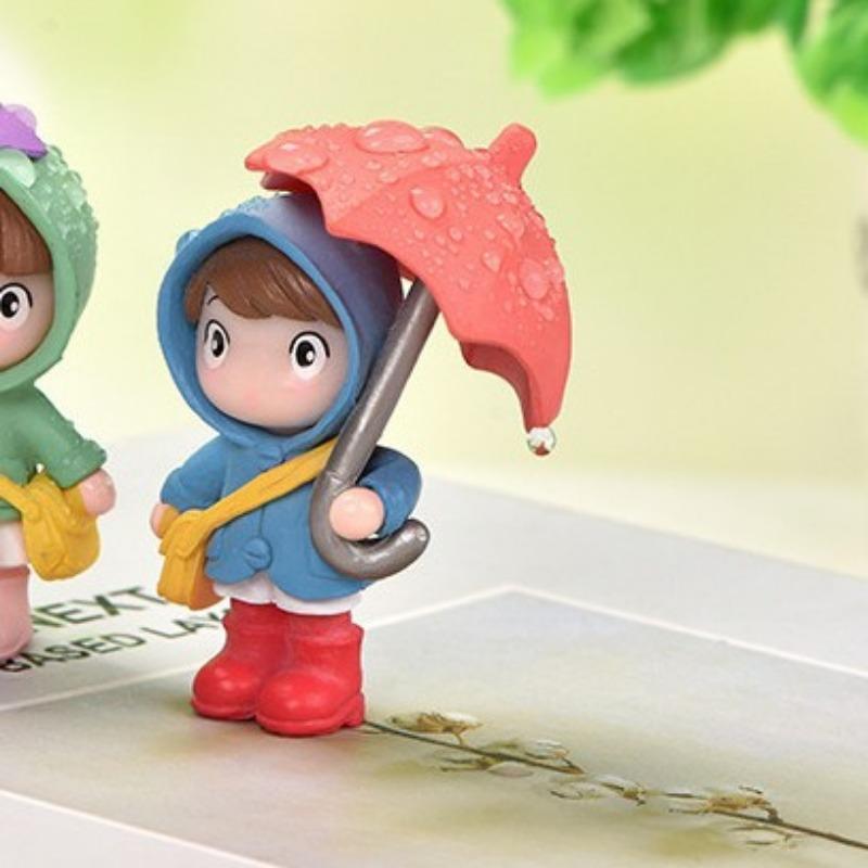 Cute Umbrella Girl Micro-landscape Gardening Accessoriesumbrella Raincoat Crossbody Bag Girl Ornaments
