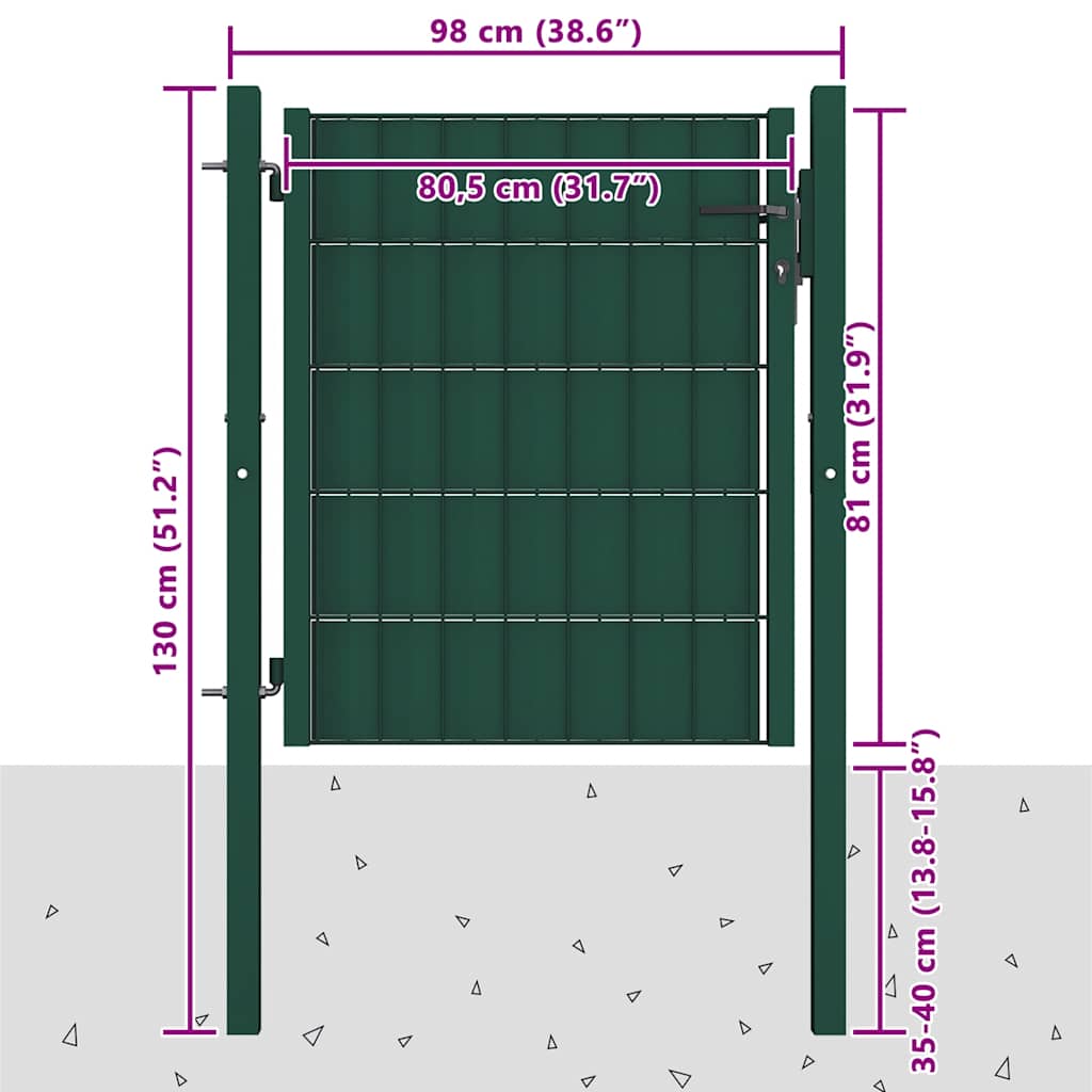Vidaxl Furtka Ogrodzeniowa, Pvc I Stal, 100 X 81 Cm, Zielona