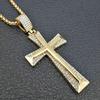 1 Pc Zircon Inlaid Gold Plated Cross Necklace, Hip Hop Style Necklace Suitable for Daily Wear